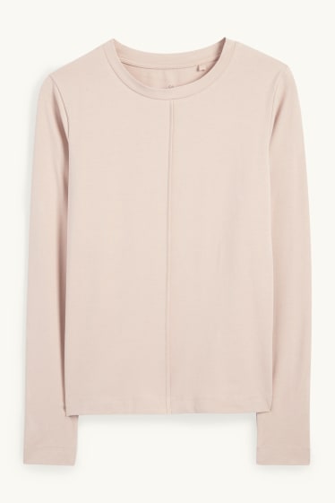 Damen - Basic-Langarmshirt - hellbeige