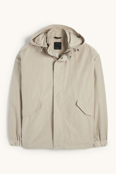 Heren - Jas met capuchon - taupe