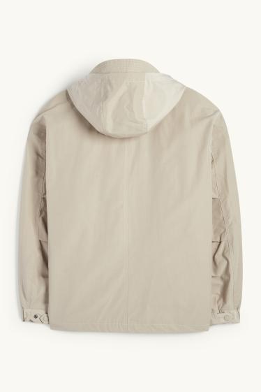 Heren - Jas met capuchon - taupe