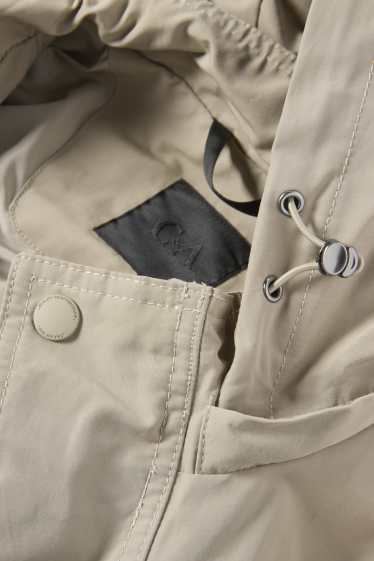 Heren - Jas met capuchon - taupe