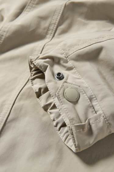 Heren - Jas met capuchon - taupe