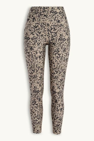 Femmes - Legging de sport - 4 Way Stretch - à motif - protection UV - noir / beige