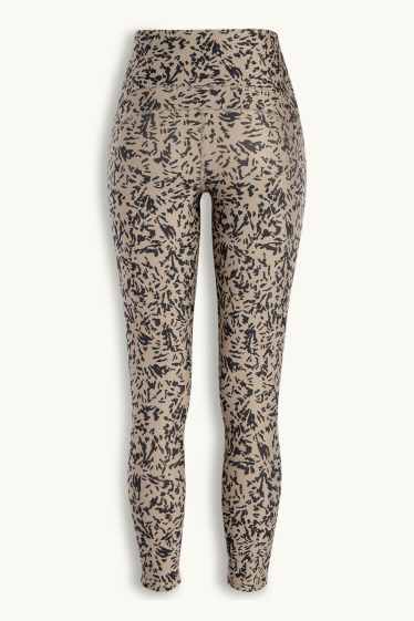 Femmes - Legging de sport - 4 Way Stretch - à motif - protection UV - noir / beige