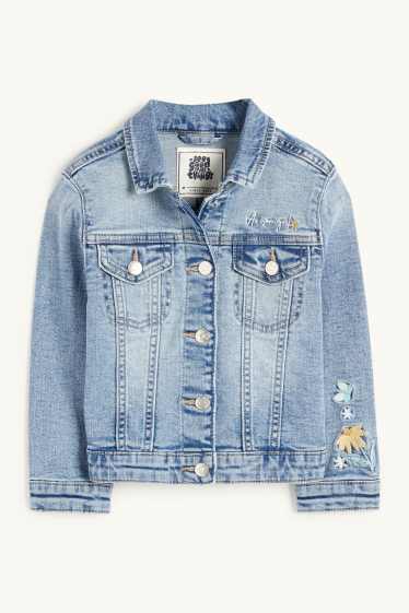 Enfants filles - Fleurs - veste en jean - jean bleu clair