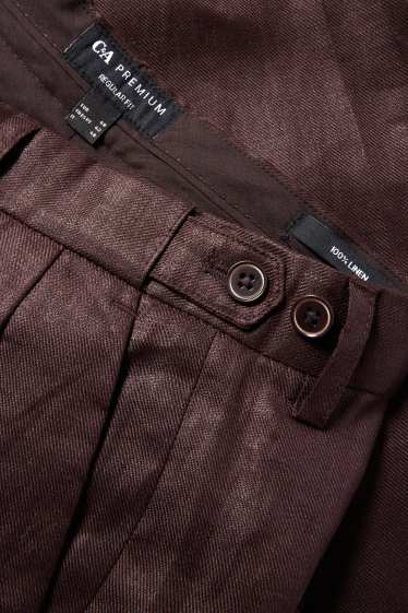 Bărbați - Pantaloni modulari din in - regular fit - maro închis