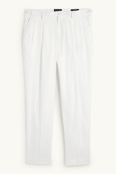 Hommes - Pantalon de costume en lin - regular fit - blanc