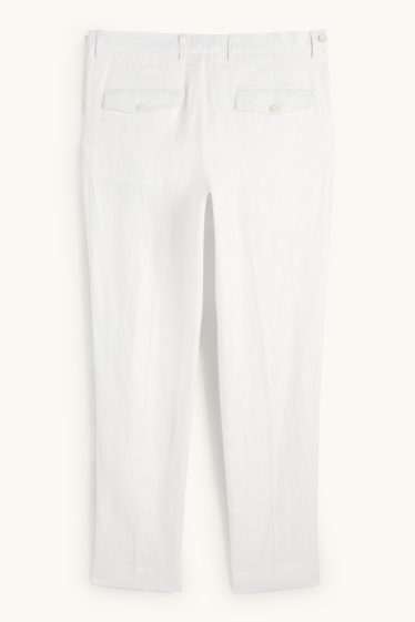 Hommes - Pantalon de costume en lin - regular fit - blanc
