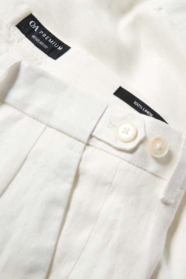 Hommes - Pantalon de costume en lin - regular fit - blanc