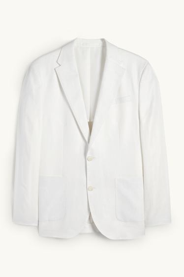 Herren - Baukasten-Leinen-Sakko - Regular Fit - weiß