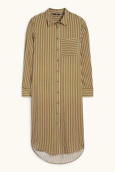 Donna - Vestito a camicia di viscosa - a righe - verde