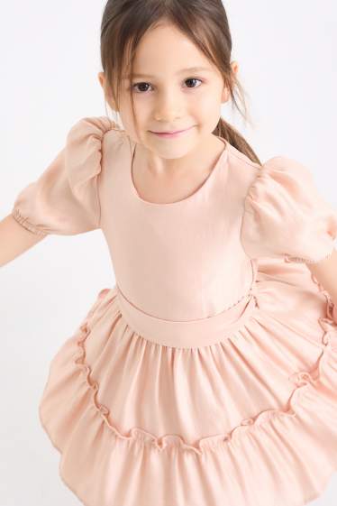 Kinder Mädchen - Kleid - glänzend - rosa