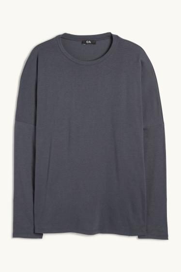 Damen - Basic-Langarmshirt - dunkelgrau