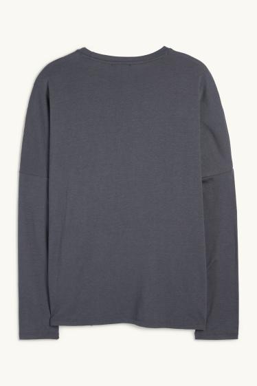 Damen - Basic-Langarmshirt - dunkelgrau