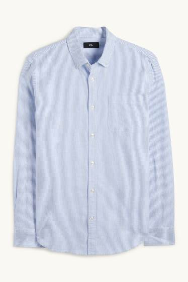 Uomo - Camicia Oxford - regular fit - button down - a righe - azzurro