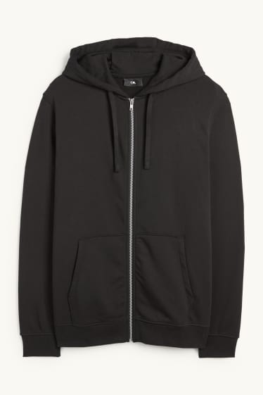 Hommes - Sweat zippé à capuche - noir