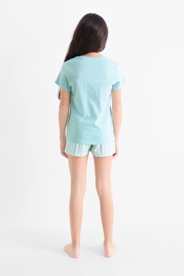 Children Girls - Hawaii - short pyjamas - 2 piece - light turquoise
