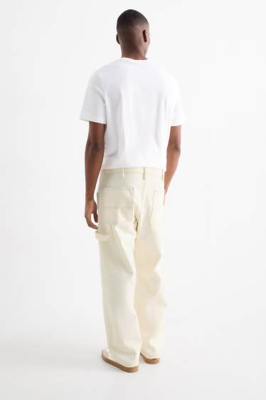 Heren - Relaxed jeans - licht beige