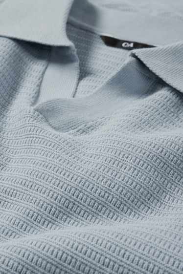 Hommes - Polo en maille - regular fit - texturé - bleu clair
