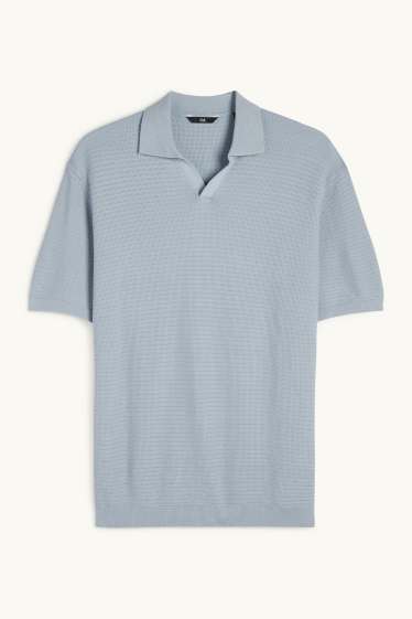 Hommes - Polo en maille - regular fit - texturé - bleu clair