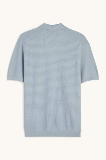 Hommes - Polo en maille - regular fit - texturé - bleu clair
