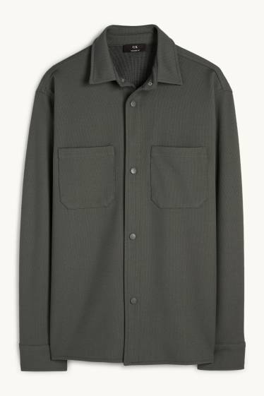 Hommes - Veste-chemise - relaxed fit - col kent - texturée - gris