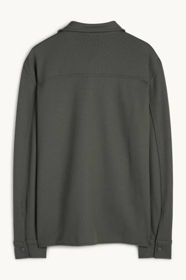 Hommes - Veste-chemise - relaxed fit - col kent - texturée - gris