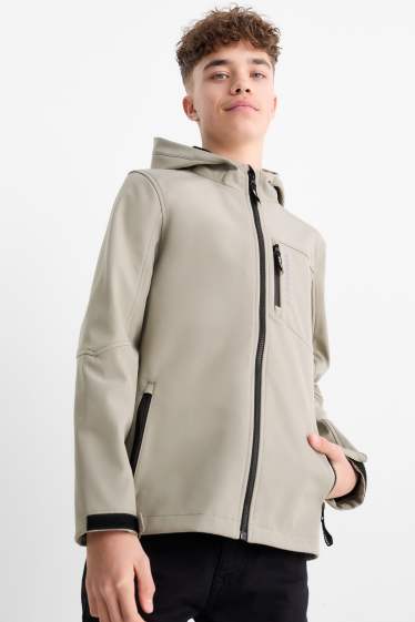 Bambini - Giacca softshell con cappuccio - idrorepellente - grigio