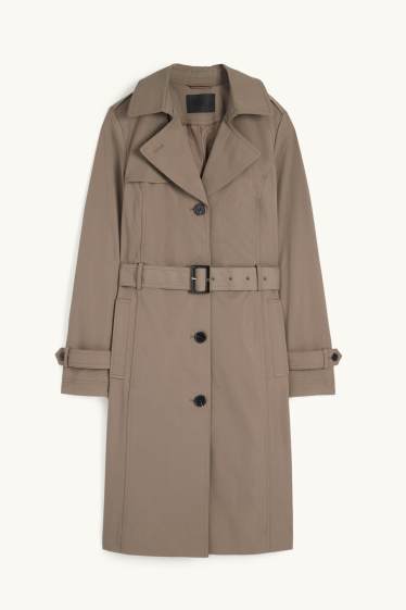 Damen - Trenchcoat - wasserabweisend - braun