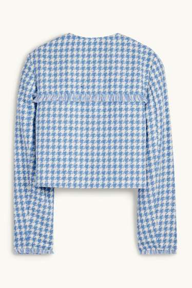 Damen - Jacke - kariert - weiss / hellblau
