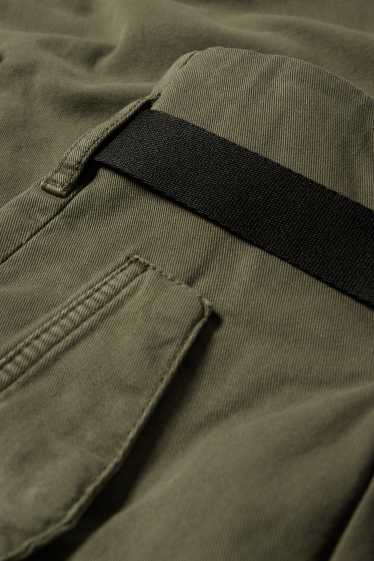 Women - Cargo trousers - high waist - tapered fit - dark green