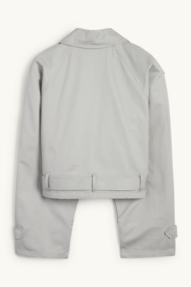 Women - Cropped trench coat - light gray