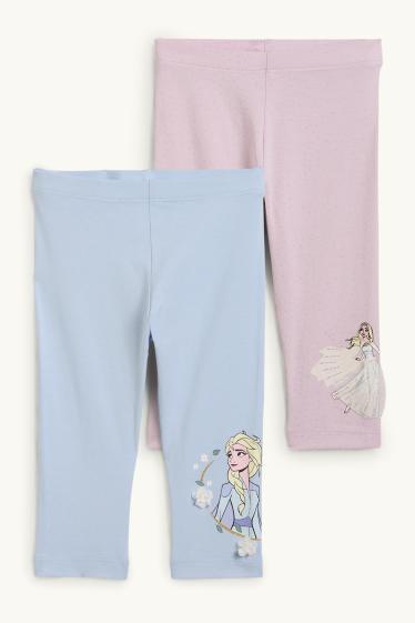 Enfants filles - Lot de 2 - La Reine des Neiges - leggings capri - rose pâle / bleu clair