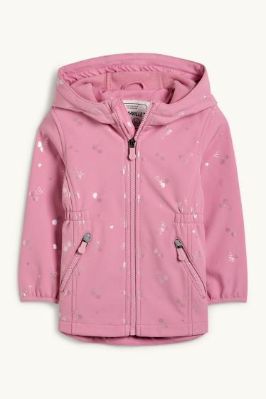 Enfants filles - Cerises - veste softshell à capuche - imperméable - rose