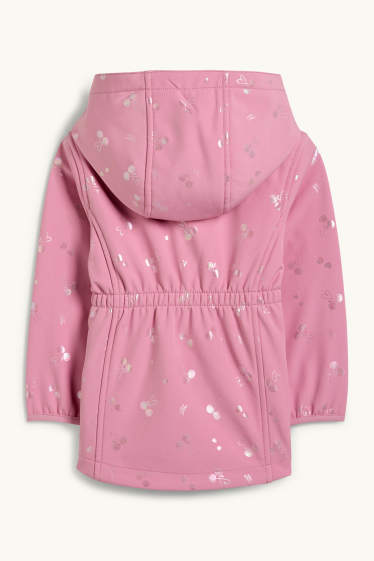 Enfants filles - Cerises - veste softshell à capuche - imperméable - rose