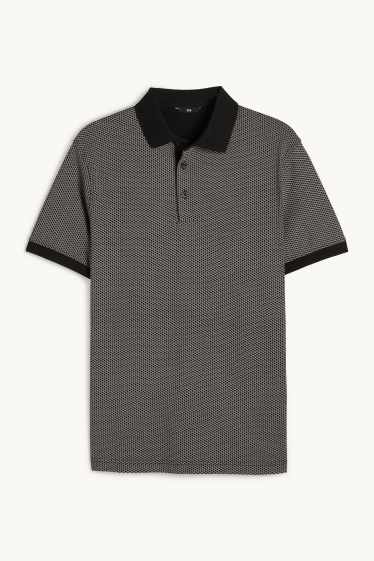 Hommes - Polo - à carreaux - noir