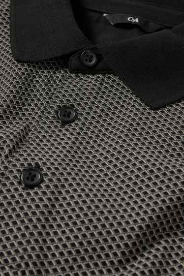 Hommes - Polo - à carreaux - noir