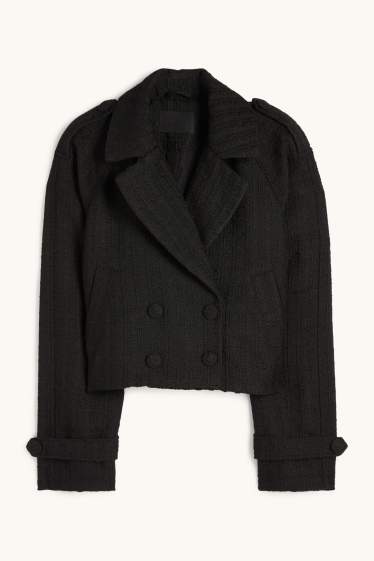 Dámské - Krátká bunda - strukturovaná - černá