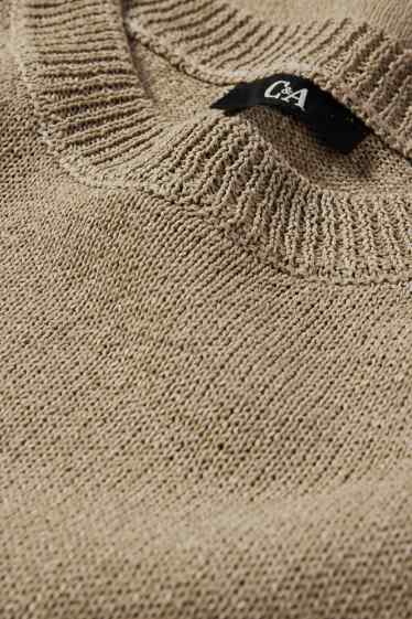 Femmes - Pull en maille - manches courtes - beige