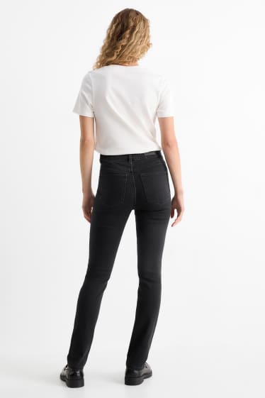 Women - Slim jeans - high waist - denim-dark gray