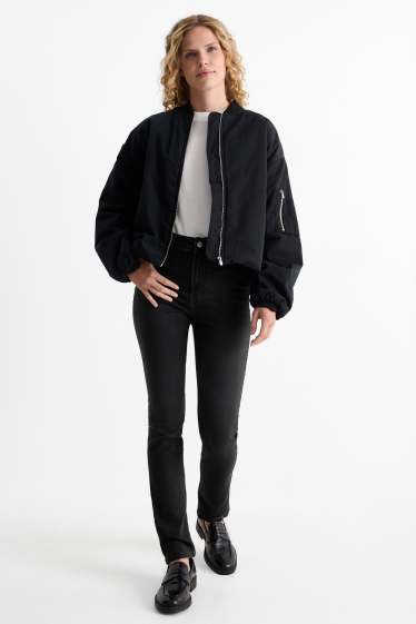 Women - Slim jeans - high waist - denim-dark gray
