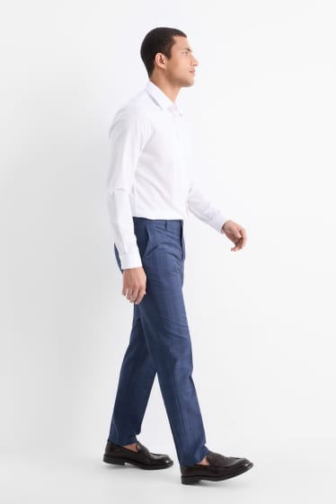 Herren - Baukasten-Schurwoll-Hose - Regular Fit - kariert - dunkelblau