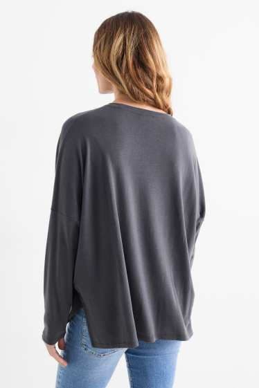 Damen - Basic-Langarmshirt - dunkelgrau