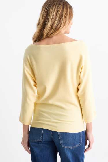 Femmes - Pull en maille fine - jaune