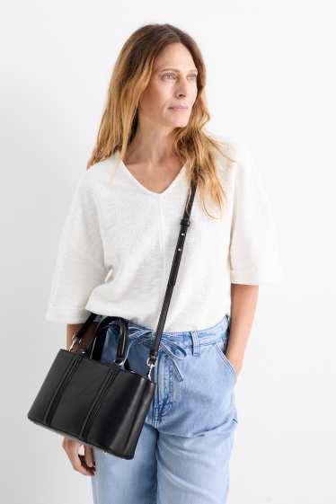 Donna - Borsa a tracolla con spallaccio staccabile - similpelle - nero