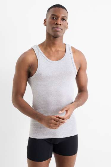 Herren - Multipack 3er - Unterhemd - Feinripp - seamless - grau