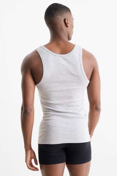 Herren - Multipack 3er - Unterhemd - Feinripp - seamless - grau