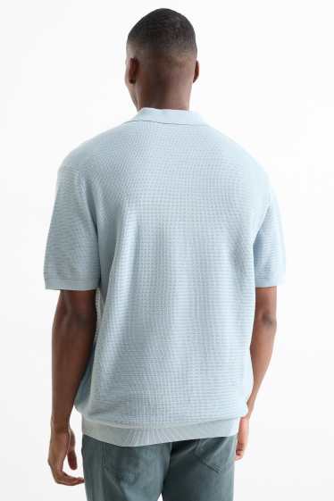 Hommes - Polo en maille - regular fit - texturé - bleu clair