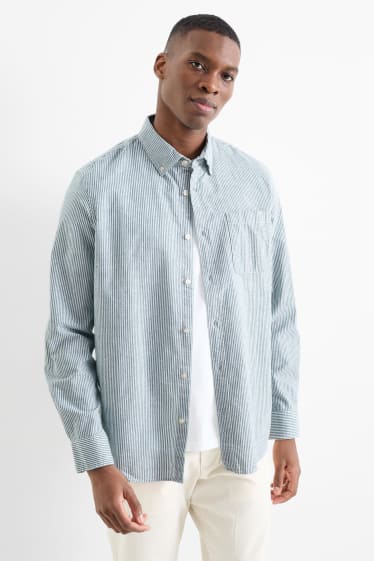 Home - Camisa Oxford - regular fit - button-down - de ratlles - verd menta