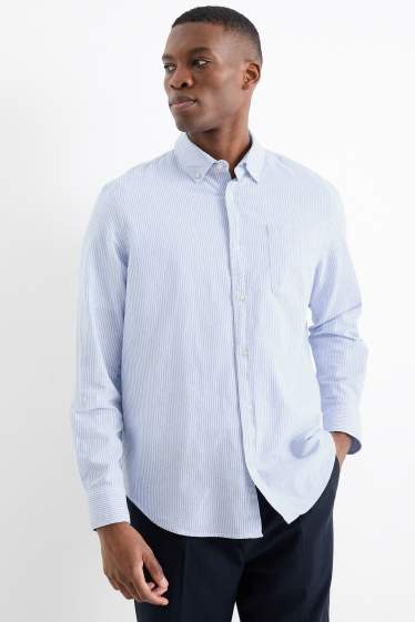 Uomo - Camicia Oxford - regular fit - button down - a righe - azzurro