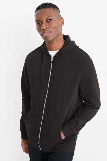 Hommes - Sweat zippé à capuche - noir
